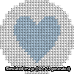 A simulated image of the stitched needlepoint design: Circle Heart Light Blue. Not A.I. generated.