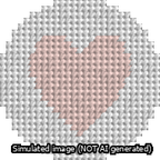 A simulated image of the stitched needlepoint design: Circle Heart Pink. Not A.I. generated.