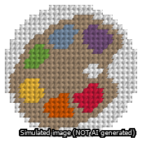 Circle Art Palette Needlepoint Canvas Design