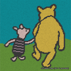 Classic Winnie-the-Pooh and Piglet Holding Hands Color Background Needlepoint Canvas Design
