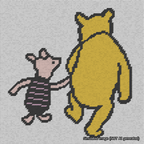 Classic Winnie-the-Pooh and Piglet Holding Hands White Background Needlepoint Canvas Design