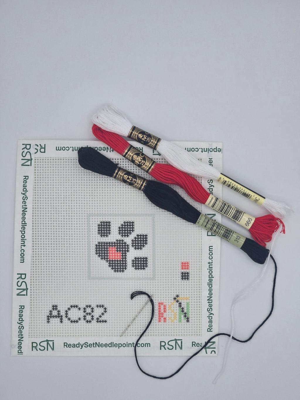 Square Dog Paw Print Needlepoint Canvas Design