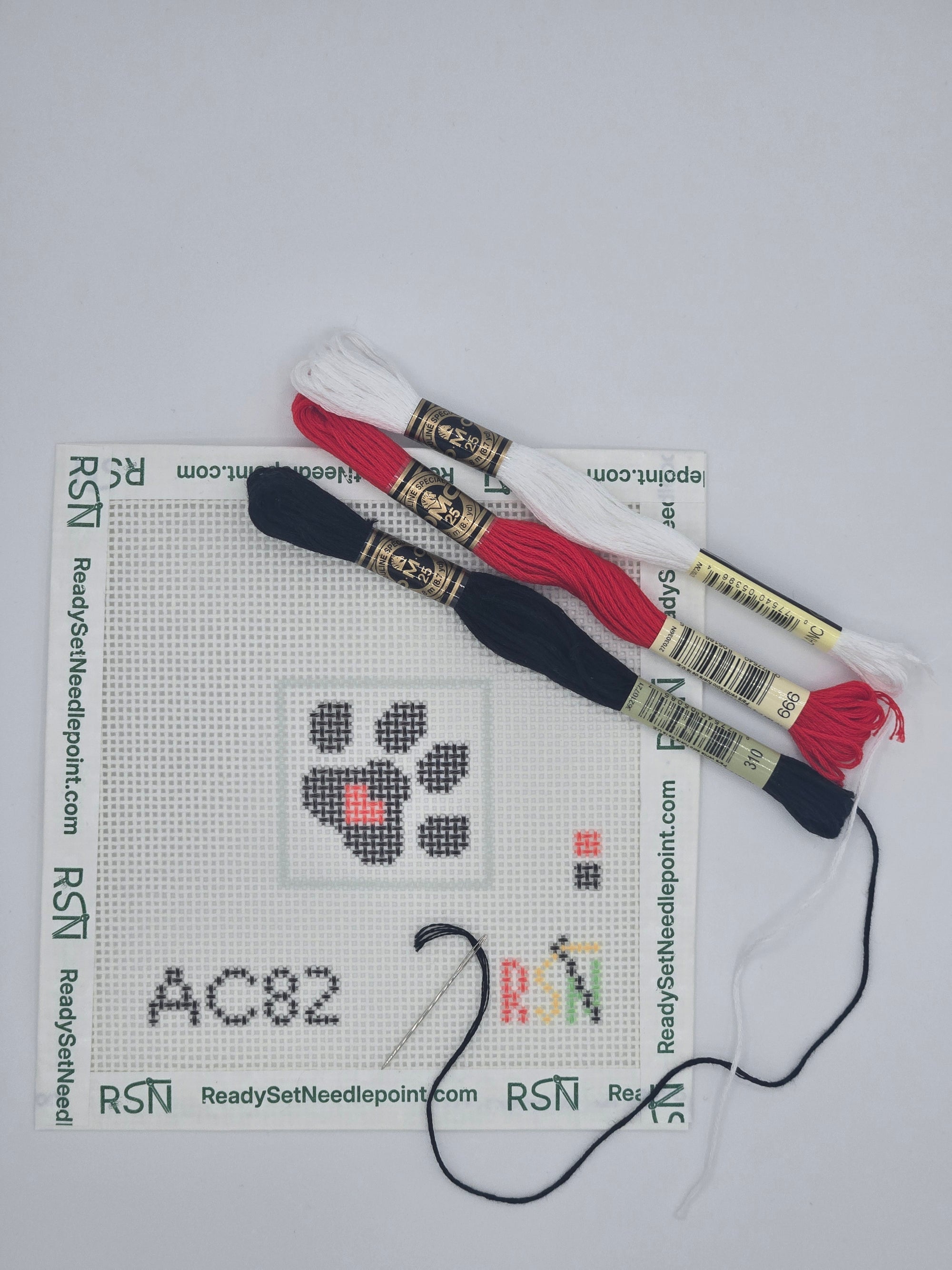 Square Dog Paw Print Needlepoint Canvas Design