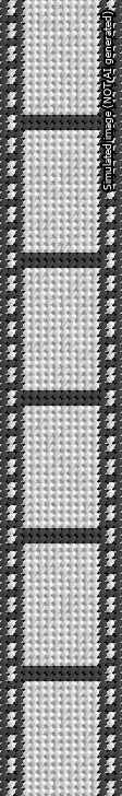 A simulated image of the stitched needlepoint design: Filmstrip Key Fob. Not A.I. generated.