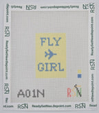 Fly Girl Bag Tag Needlepoint Canvas Design