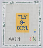 Fly Girl Bag Tag Needlepoint Canvas Design