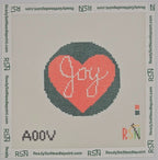 Joy Heart Circle Needlepoint Canvas Design