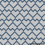 A simulated image of the stitched needlepoint design: Lopsided Heart Grid Blue on White. Not A.I. generated.