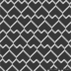 A simulated image of the stitched needlepoint design: Lopsided Heart Grid White on Black. Not A.I. generated.