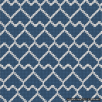 A simulated image of the stitched needlepoint design: Lopsided Heart Grid White on Blue. Not A.I. generated.