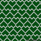 A simulated image of the stitched needlepoint design: Lopsided Heart Grid White on Green. Not A.I. generated.