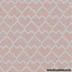 A simulated image of the stitched needlepoint design: Lopsided Heart Grid White on Pink. Not A.I. generated.