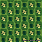 A simulated image of the stitched needlepoint design: Pickleball Paddles Green. Not A.I. generated.