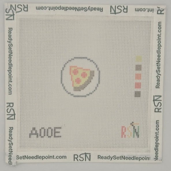 Circle Pepperoni Pizza Slice Needlepoint Canvas Design