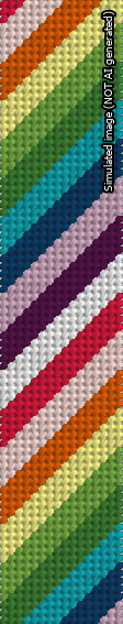 A simulated image of the stitched needlepoint design: Rainbow Diagonal Stripe Cuff. Not A.I. generated.