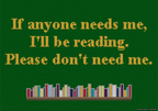 A simulated image of the stitched needlepoint design: Reading Please Dont Need Me. Not A.I. generated.