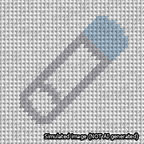A simulated image of the stitched needlepoint design: Safety Pin Light Blue. Not A.I. generated.