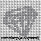 A simulated image of the stitched needlepoint design: Square Diamond. Not A.I. generated.