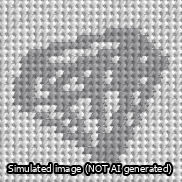A simulated image of the stitched needlepoint design: Square Diamond. Not A.I. generated.