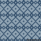 A simulated image of the stitched needlepoint design: Symmetrical Heart Grid Blue on Light Blue. Not A.I. generated.