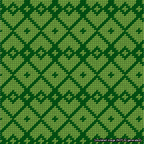 A simulated image of the stitched needlepoint design: Symmetrical Heart Grid Green on Light Green. Not A.I. generated.