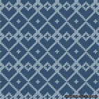 A simulated image of the stitched needlepoint design: Symmetrical Heart Grid Light Blue on Blue. Not A.I. generated.