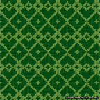 A simulated image of the stitched needlepoint design: Symmetrical Heart Grid Light Green on Green. Not A.I. generated.
