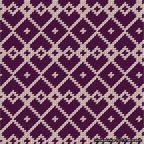 A simulated image of the stitched needlepoint design: Symmetrical Heart Grid Pink on Purple. Not A.I. generated.