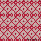 A simulated image of the stitched needlepoint design: Symmetrical Heart Grid Red on Pink. Not A.I. generated.