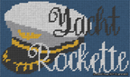 A simulated image of the stitched needlepoint design: Yacht Rockette Bag Insert. Not A.I. generated.